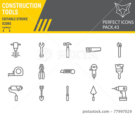 Construction tools line icon set 77997029