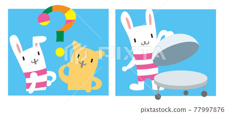 Question mark and illustration of rabbit and dog with vector Question mark and illustration of rabbit and dog with vector 77997876
