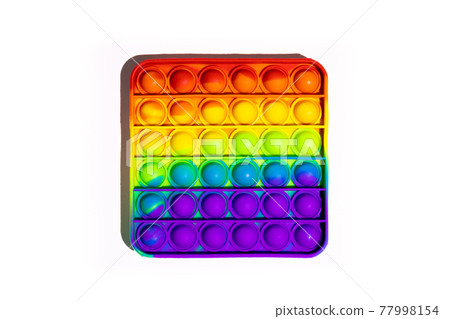 Pop It anti-stress Fidget toys, colorful rainbow game isolated white background Pop It anti-stress Fidget toys, colorful rainbow game isolated white background 77998154