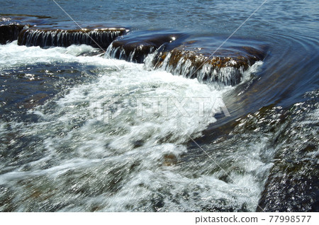 River weir stones and refreshing water flow River weir stones and refreshing water flow 77998577