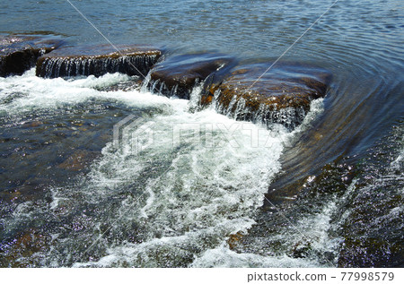 River weir stones and refreshing water flow River weir stones and refreshing water flow 77998579