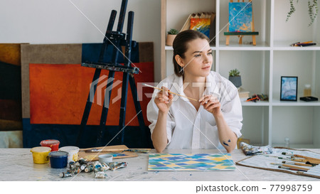 artist lifestyle painting hobby woman art studio artist lifestyle painting hobby woman art studio 77998759