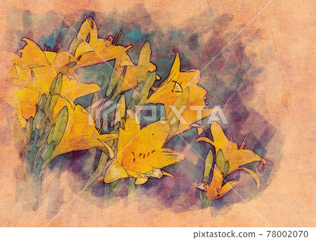 Yellow lily flowers digital art Yellow lily flowers digital art 78002070