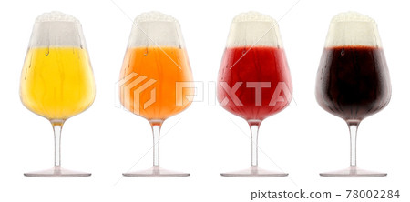Set of glasses of fresh beer with bubble froth isolated on white background. Set of glasses of fresh beer with bubble froth isolated on white background. 78002284