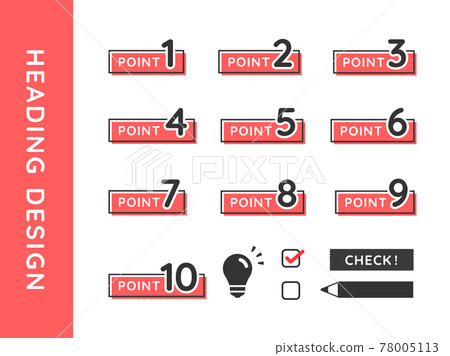 Point, point, heading, label icon illustration set 78005113