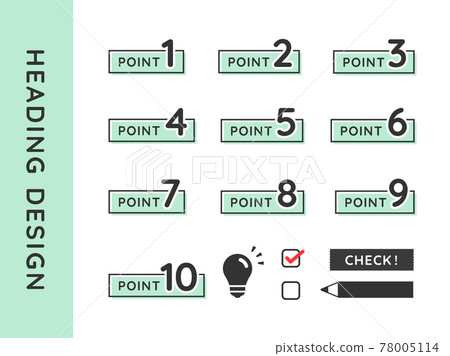 Point, point, heading, label icon illustration set 78005114
