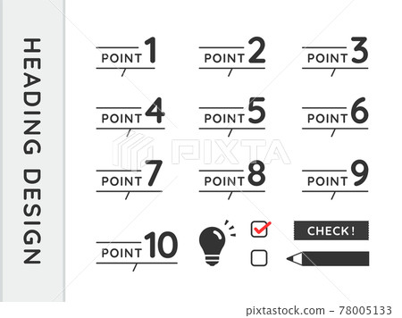 Point, point, heading, label icon illustration set 78005133
