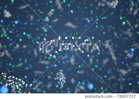 Molecule of Piperaquine. Molecular model, conceptual 3d rendering 78007237