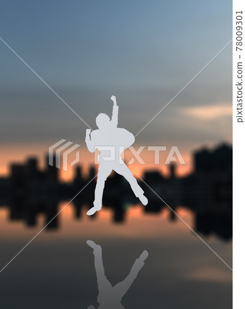 Jumping male student silhouette 2 white CG illustration vertical Jumping male student silhouette 2 white CG illustration vertical 78009301