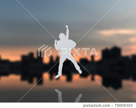 Jumping male student silhouette 2 white CG illustration side 78009303
