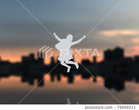 Female student silhouette jumping 1 White CG illustration side Female student silhouette jumping 1 White CG illustration side 78009321