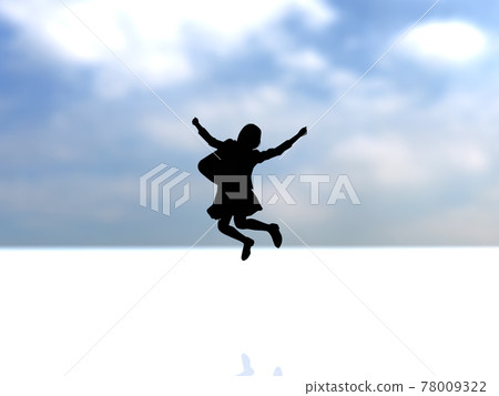跳躍女學生剪影 1 黑色 CG 插圖側 跳躍女學生剪影 1 黑色 CG 插圖側 78009322