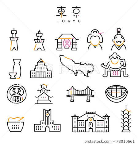 線描 3 色圖標東京黑 78010661