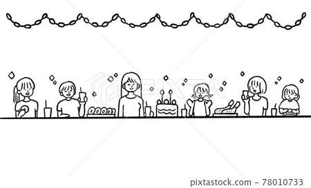 家庭聚會插畫線描 家庭聚會插畫線描 78010733