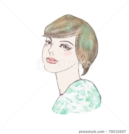 用水彩筆劃的女人的肖像插圖 用水彩筆劃的女人的肖像插圖 78010897