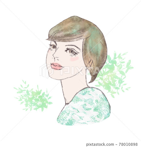 用水彩筆劃的女人的肖像插圖 用水彩筆劃的女人的肖像插圖 78010898
