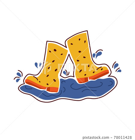 Colorful vector illustration with rubber boots. Hygge. Isolated background. 78011428