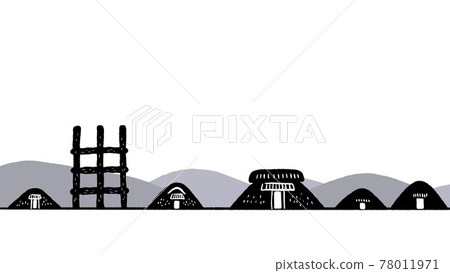 Silhouette illustration of Jomon ruins 78011971