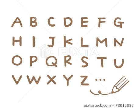 可愛的英文 A ~ Z 英文羅馬字（棕色）/手寫插圖素材 78012035