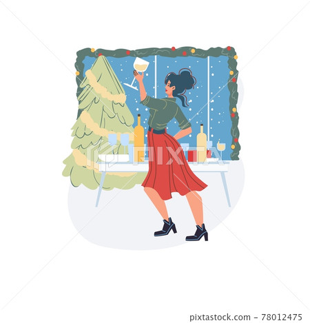 Flat cartoon character Merry Christmas New Year celebration vector illustration concept Flat cartoon character Merry Christmas New Year celebration vector illustration concept 78012475