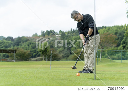 Senior men enjoying golf Senior men enjoying golf 78012991