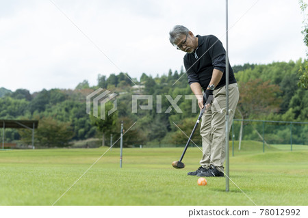 Senior men enjoying golf Senior men enjoying golf 78012992