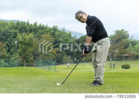 Senior men enjoying golf Senior men enjoying golf 78013006