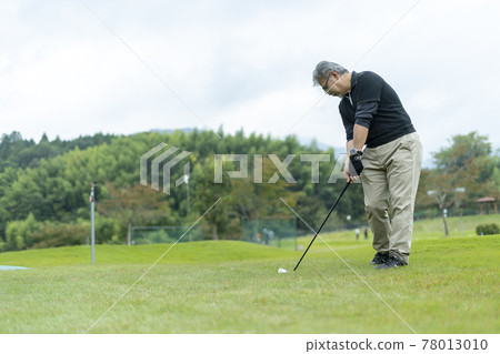 Senior men enjoying golf 78013010