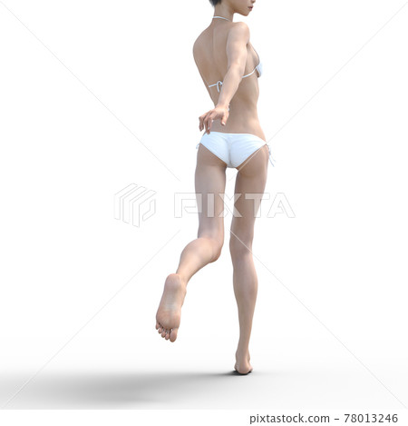 穿白色泳衣燙髮的女人3DCG插圖素材 穿白色泳衣燙髮的女人3DCG插圖素材 78013246