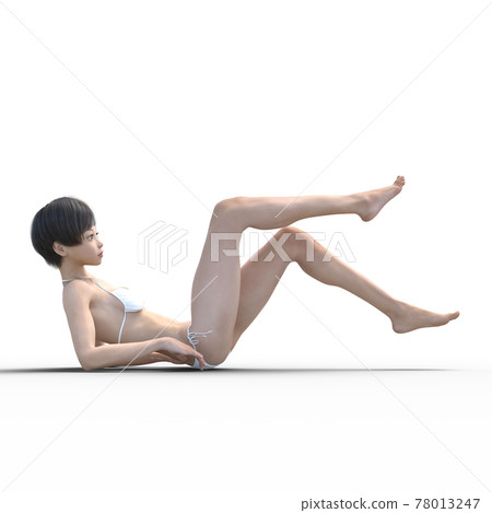 穿白色泳衣燙髮的女人3DCG插圖素材 穿白色泳衣燙髮的女人3DCG插圖素材 78013247