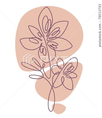 Flower print with stem and leaves, tender petals 78013783