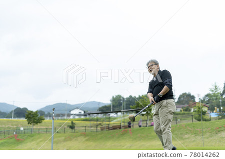 Senior men enjoying golf Senior men enjoying golf 78014262