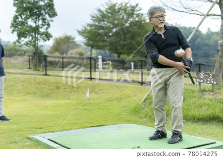 Senior men enjoying golf Senior men enjoying golf 78014275