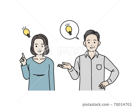 Middle-aged couple Good idea Inspirational pose Men and women Middle illustration material Middle-aged couple Good idea Inspirational pose Men and women Middle illustration material 78014701