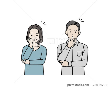 Middle-aged and older couples, I see, a surprising pose, men and women, middle-aged illustration material 78014702