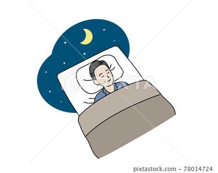 Middle-aged and older men sleeping on futons Sleeping middle-aged illustration material Middle-aged and older men sleeping on futons Sleeping middle-aged illustration material 78014724