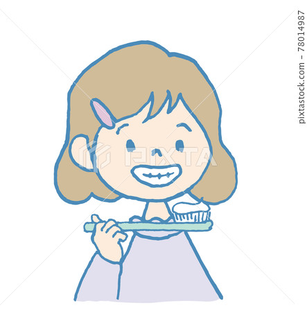 Girls brushing teeth Girls brushing teeth 78014987
