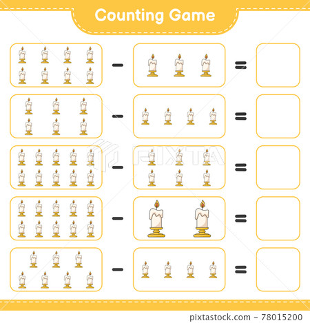 Counting game, count the number of Candle and write the result. Educational children game, printable worksheet, vector illustration Counting game, count the number of Candle and write the result. Educational children game, printable worksheet, vector illustration 78015200