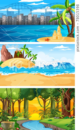 Set of different nature horizontal scenes 78015398