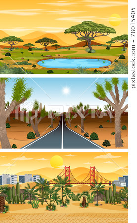 Set of different nature horizontal scenes Set of different nature horizontal scenes 78015405