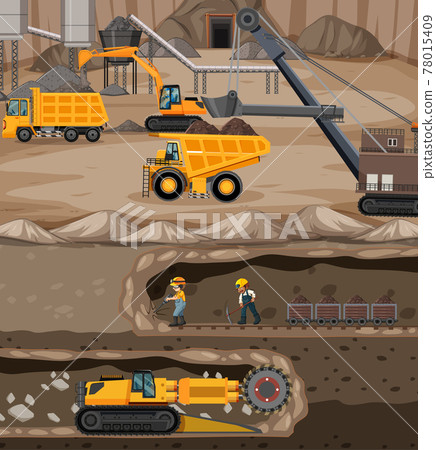 Landscape of coal mining with underground scene Landscape of coal mining with underground scene 78015409