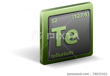 Tellurium chemical element. Chemical symbol with atomic number and atomic mass. 78015432