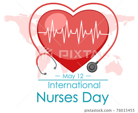 Happy International Nurses Day font with stethoscope symbol 78015455