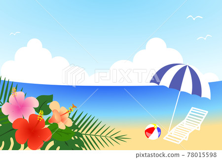 度假海灘與芙蓉的插圖 78015598