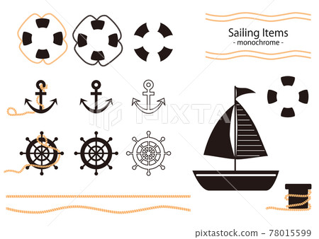 Illustration depicting a yacht and related item parts Illustration depicting a yacht and related item parts 78015599