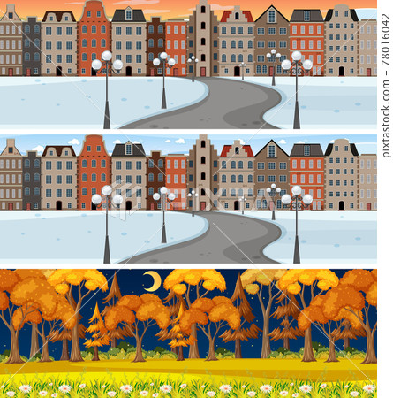 Set of different nature horizontal scenes Set of different nature horizontal scenes 78016042