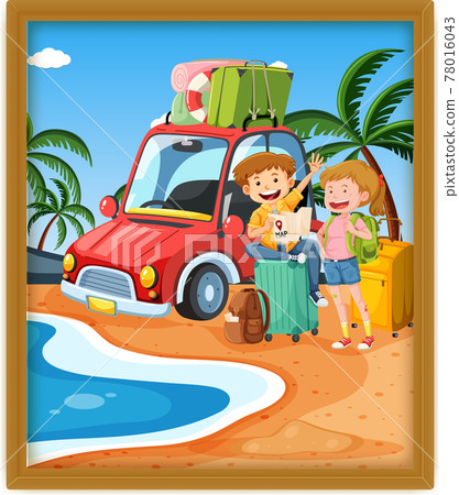 A picture of a couple traveling at the beach 78016043