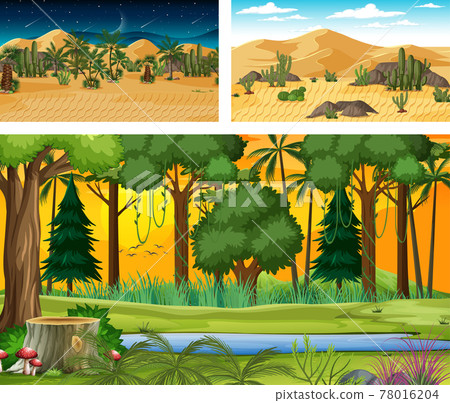 Different nature horizontal scenes - Stock Illustration [78016204] - PIXTA