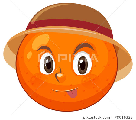 Orange cartoon character with facial expression - Stock Illustration