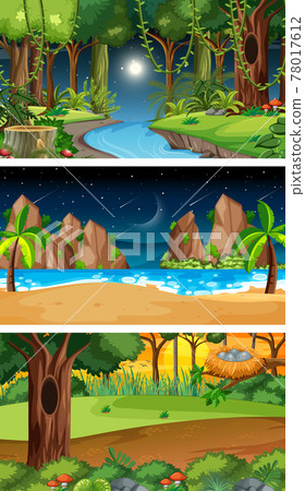 Three different nature horizontal scenes 78017612